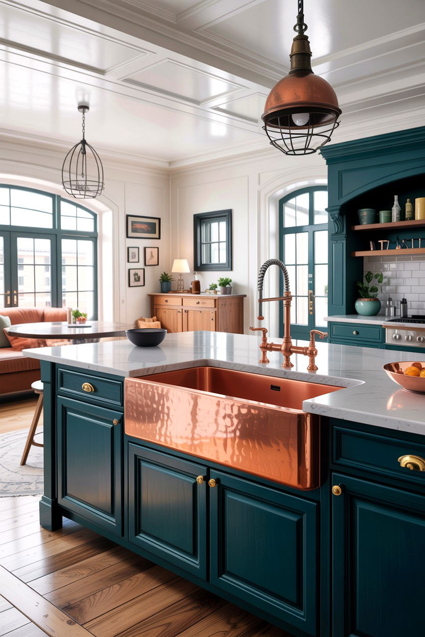 Open Concept Kitchen Copper Sink - 30 copper sink ideas