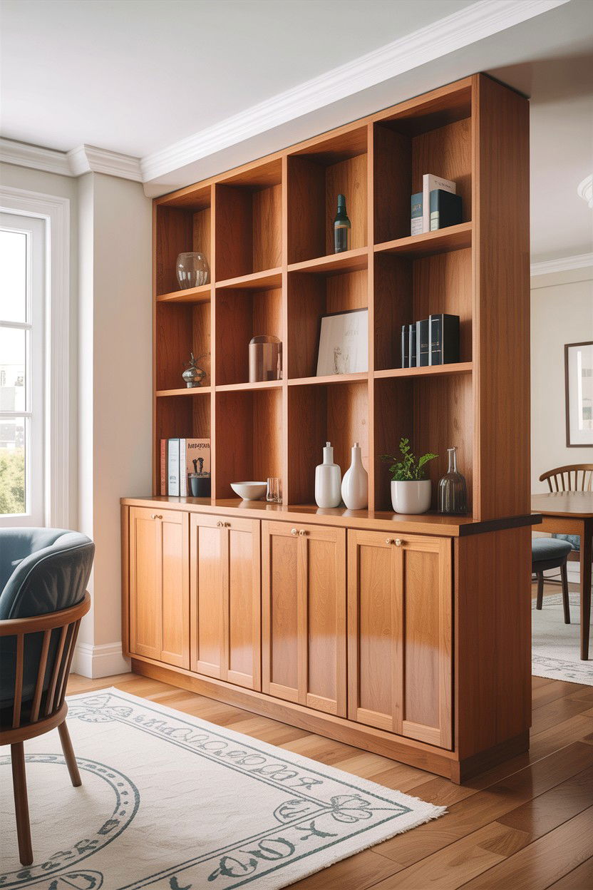 Open Concept Room Divider - 30 living room custom cabinetry ideas