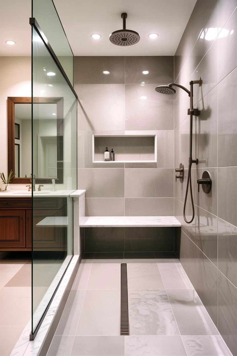 Open Concept Shower - 30 custom home bathroom ideas