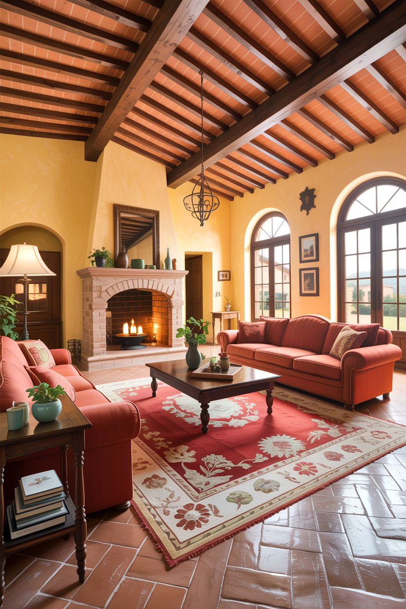 Open Concept Tuscan Living Room - 30 living room Tuscan furniture ideas