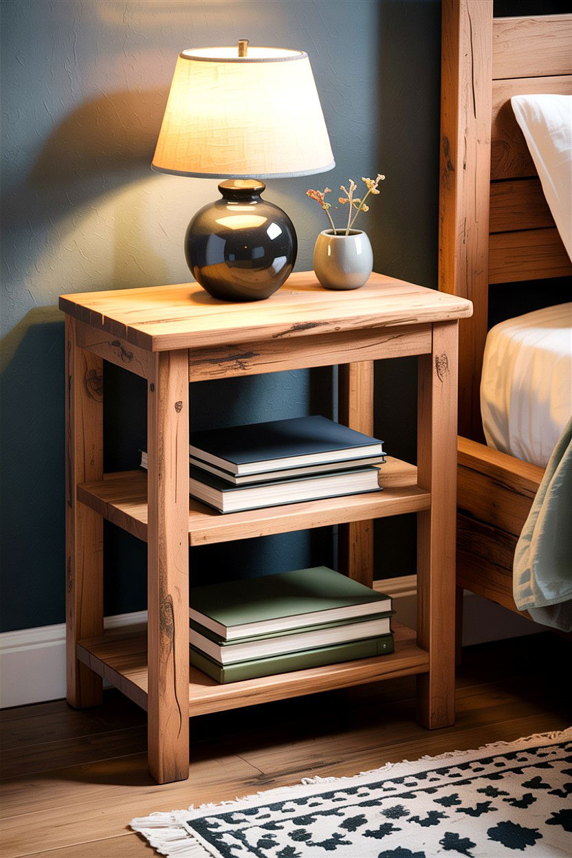 Open Shelf Bedside Table - 30 bedroom rustic nightstands