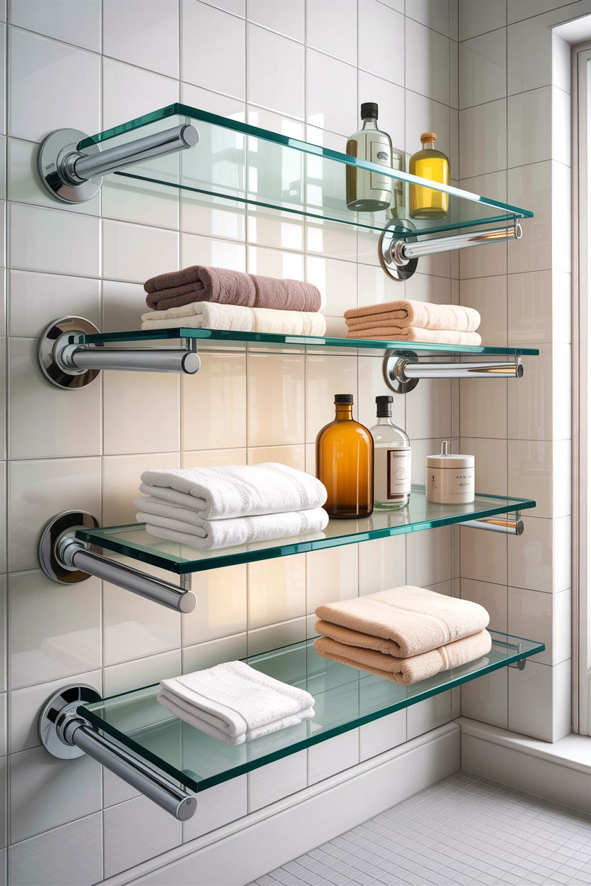 Open Shelving Chrome - 30 chrome bathroom ideas
