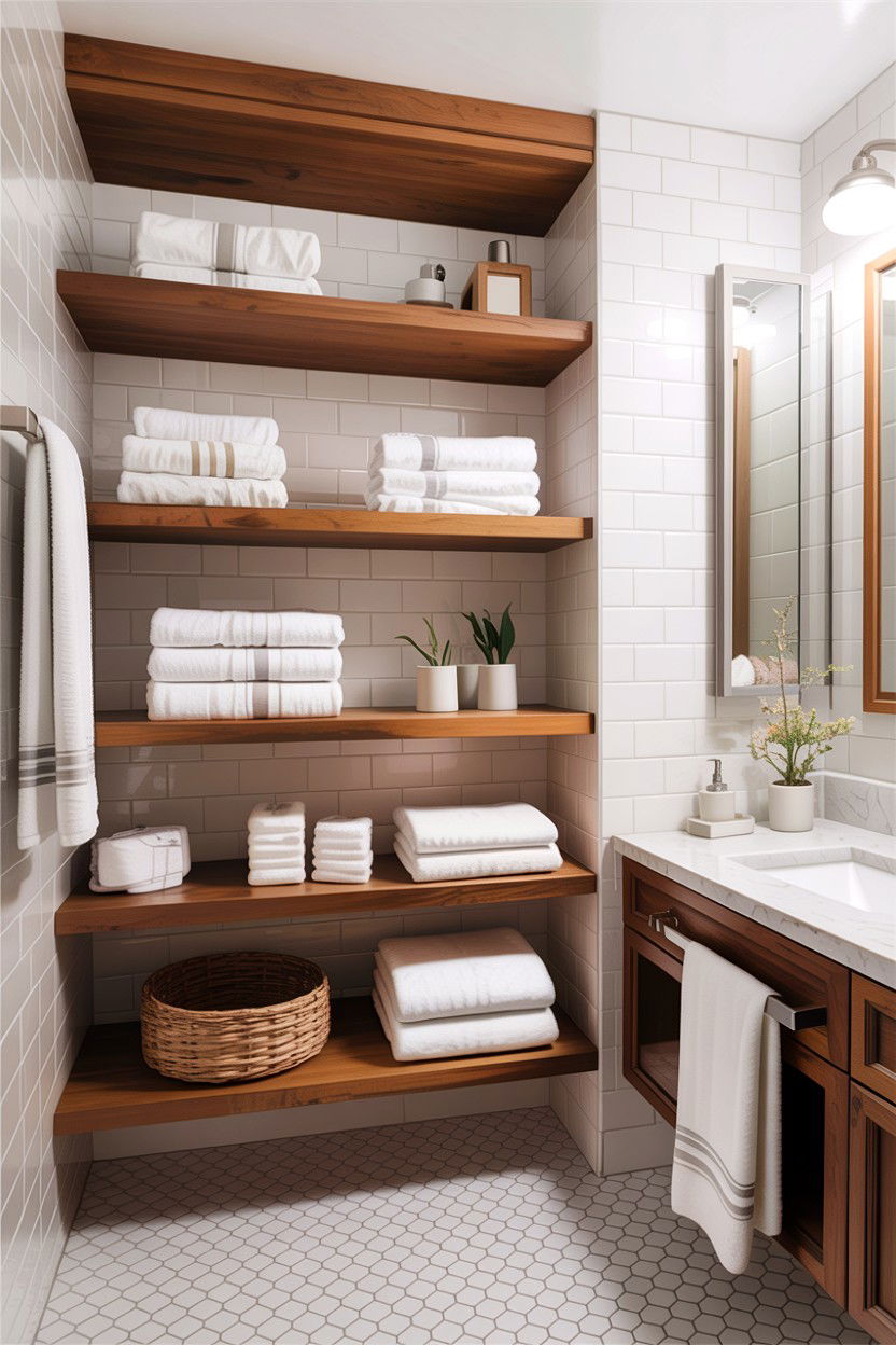 Open Shelving Storage - 30 bathroom cooling ideas