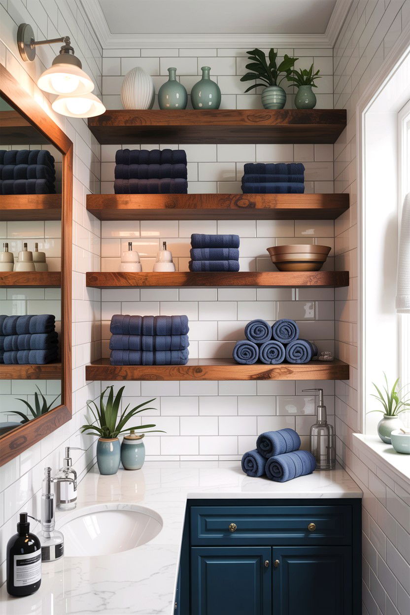 Open bathroom shelving - 30 bathroom closet ideas