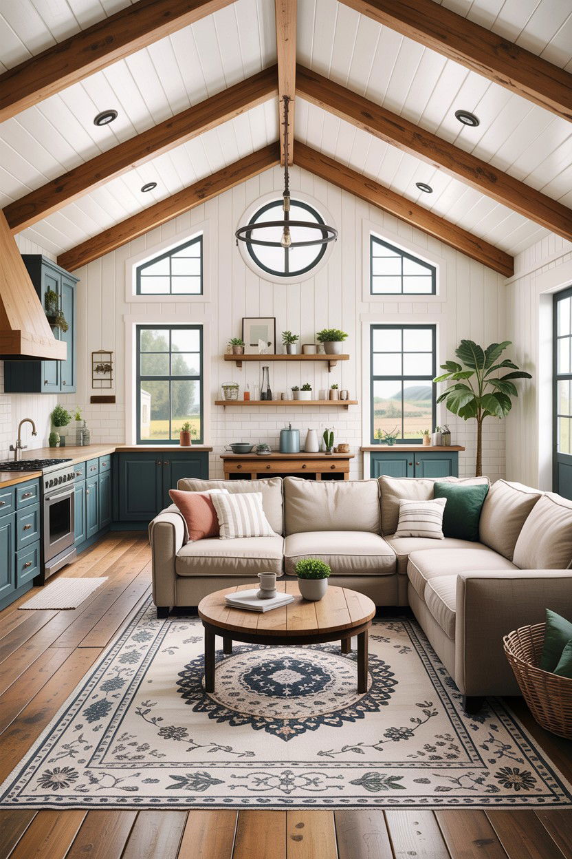 Open concept farmhouse living room - 30 farmhouse living room ideas