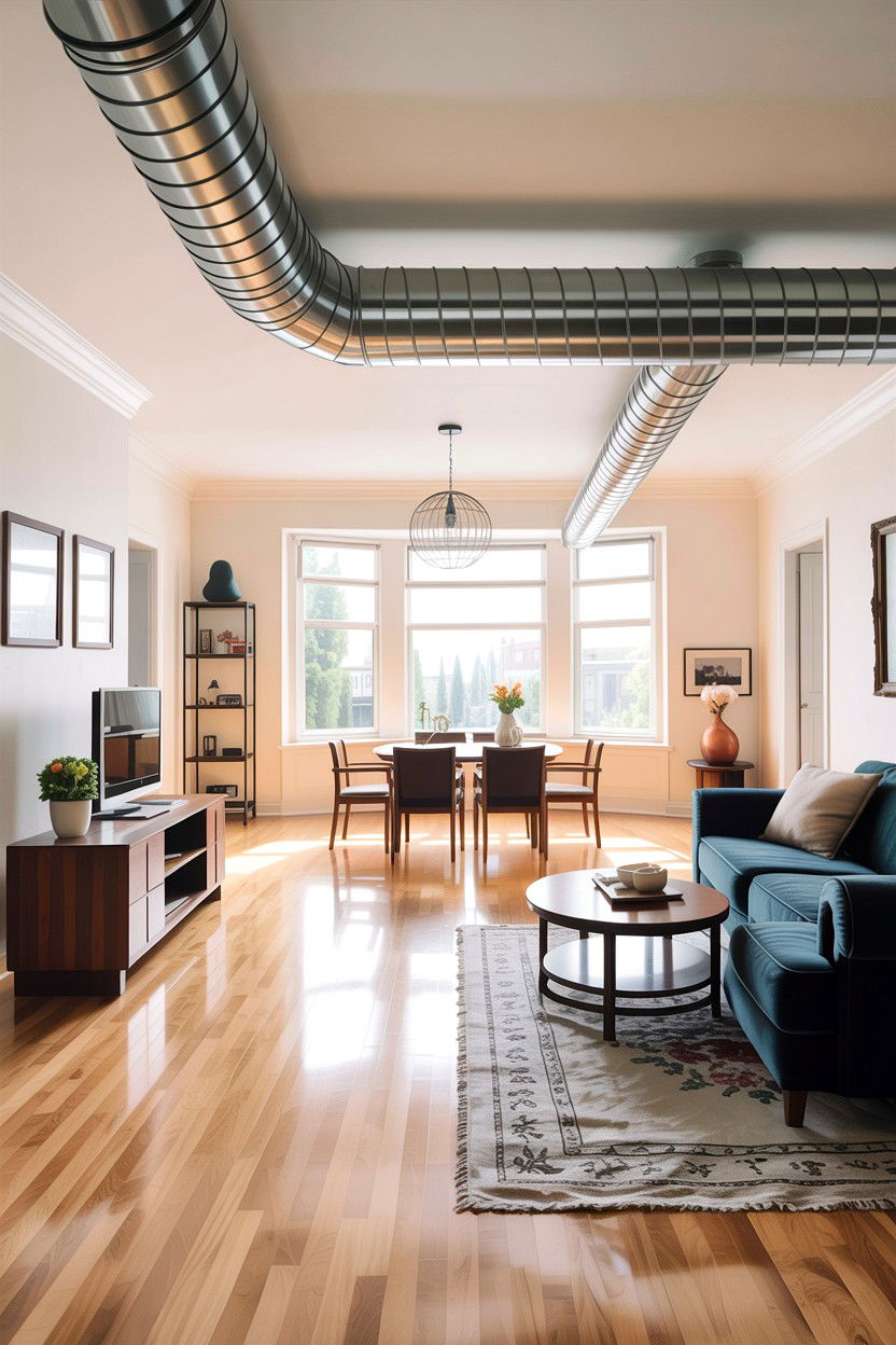 Open concept living room ductwork - 30 exposed ductwork living room ideas