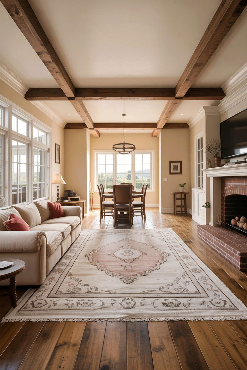 Open concept rustic beige living room - 30 rustic beige living room ideas