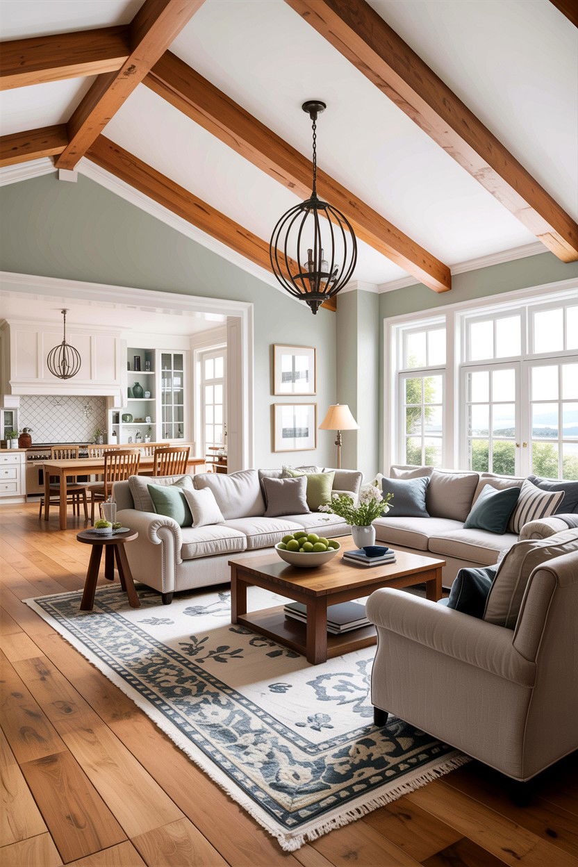 Open plan Hamptons living room - 30 hamptons living room ideas