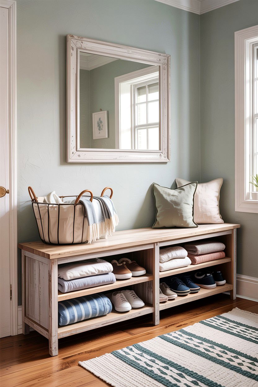 Open shelf storage bench - 30 bedroom storage benches