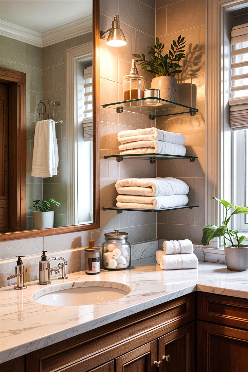 Open shelving bathroom - 30 apartment bathroom ideas