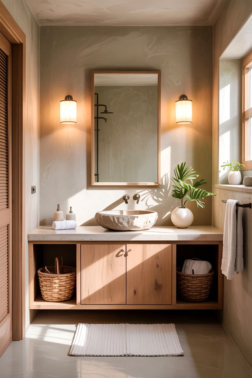 Organic Modern Bathroom - 30 guest bathroom ideas