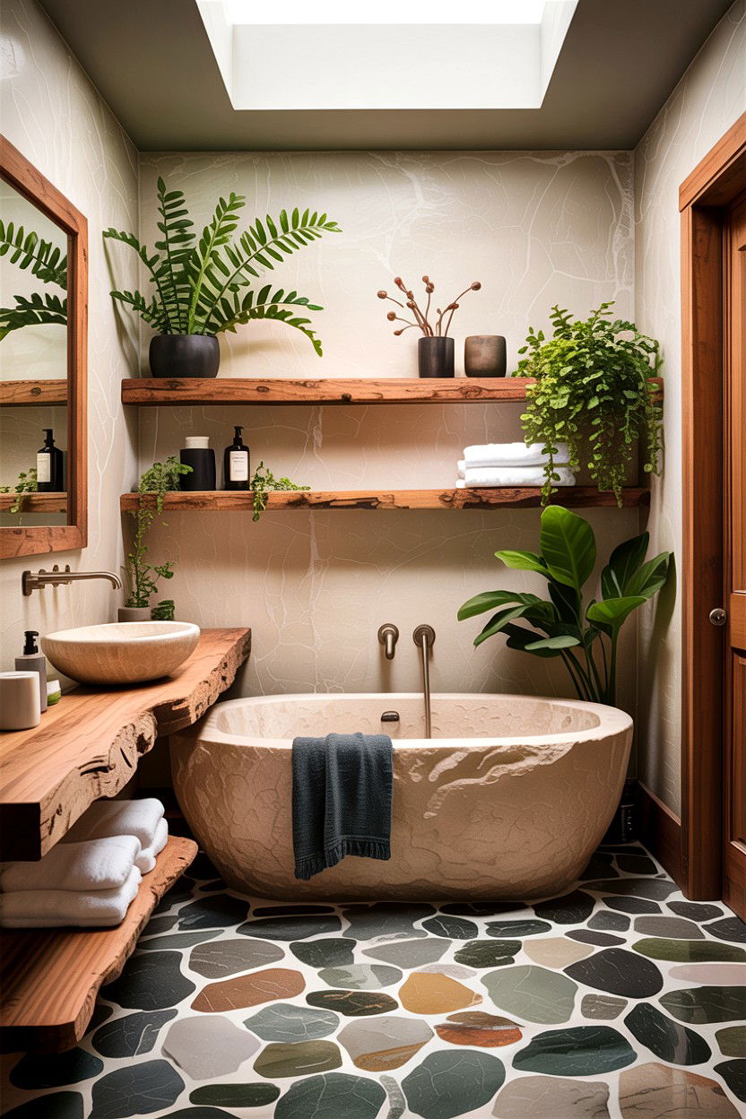 Organic Modern Bathroom - 30 cool neutral bathroom ideas