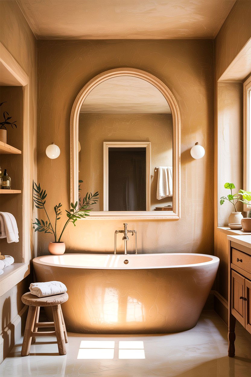 Organic Modern Beige Bathroom - 30 warm beige bathroom ideas