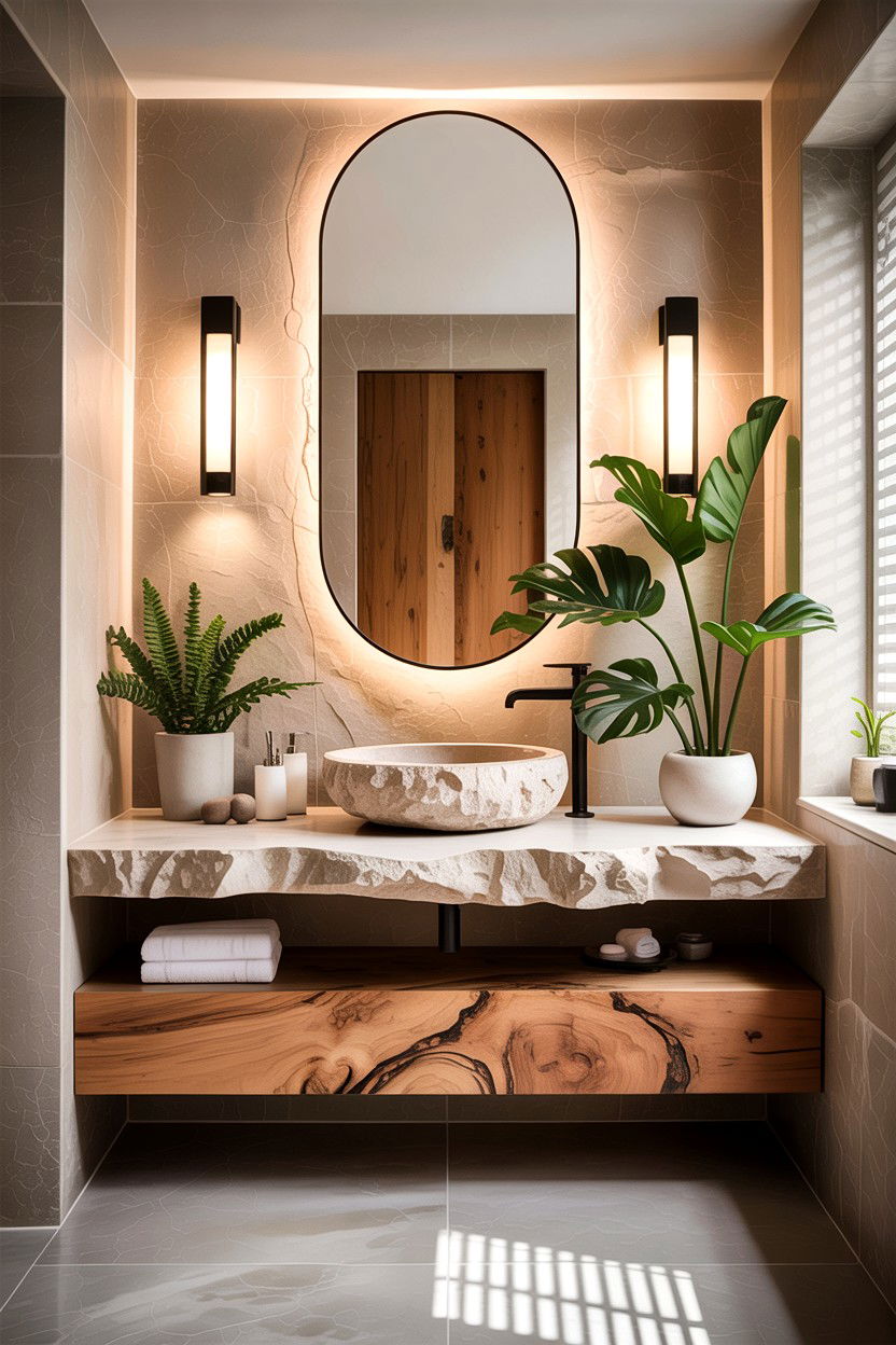 Organic Modern Limestone Bathroom - 30 limestone bathroom ideas