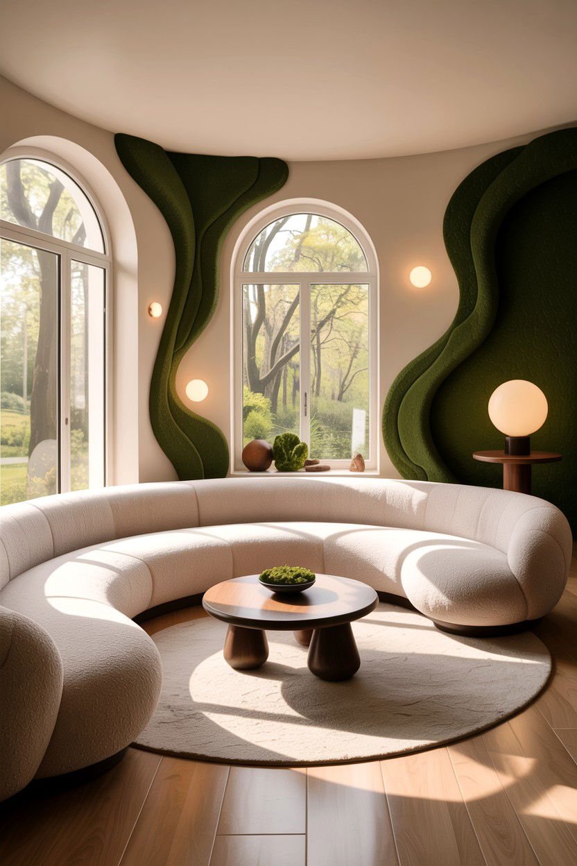 Organic shape living room - 30 forest living room ideas