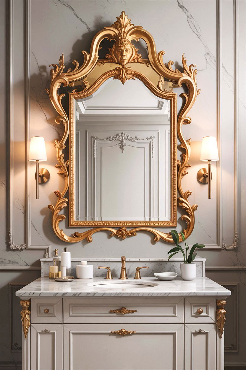 Ornate Italian Mirror - 30 Italian bathroom ideas