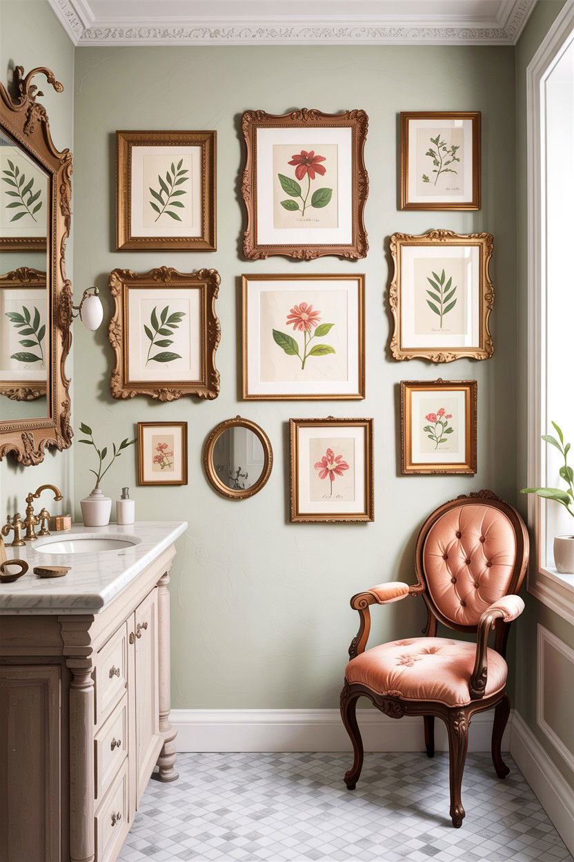 Ornate gold frame - 30 antique bathroom ideas