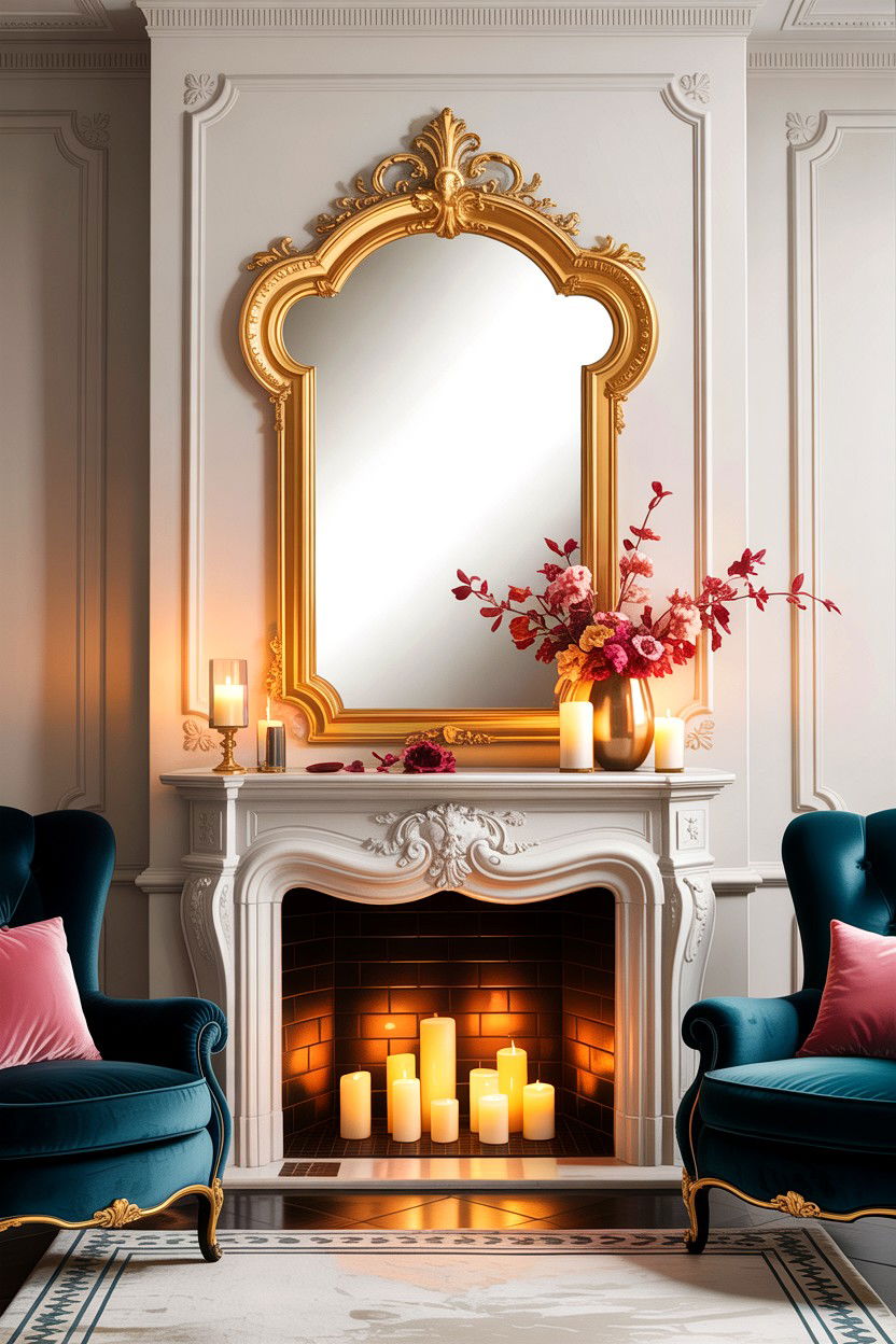 Ornate gold mirror - 30 living room antique furniture ideas