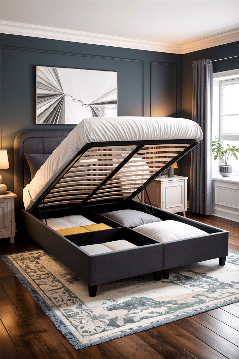 Ottoman Bed Frame - 30 bedroom concealed storage ideas