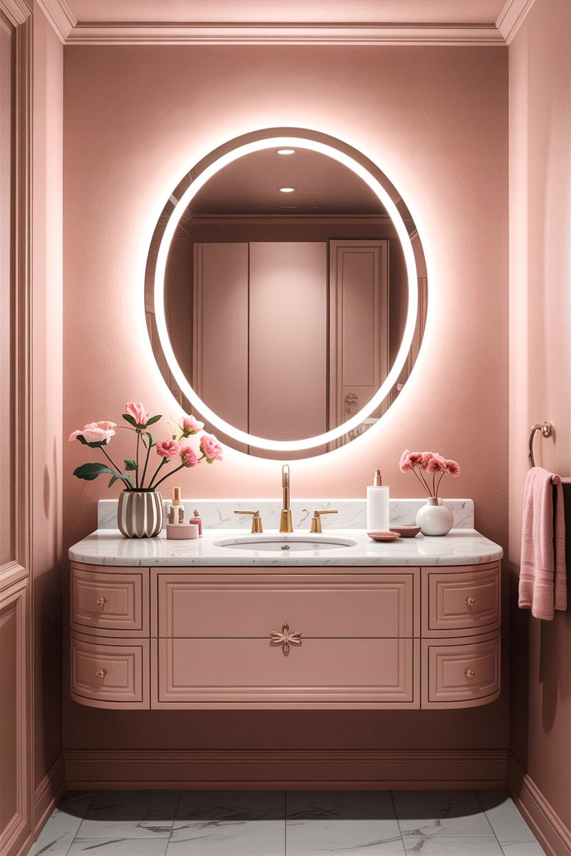 Oval backlit mirror - 30 backlit bathroom mirror ideas
