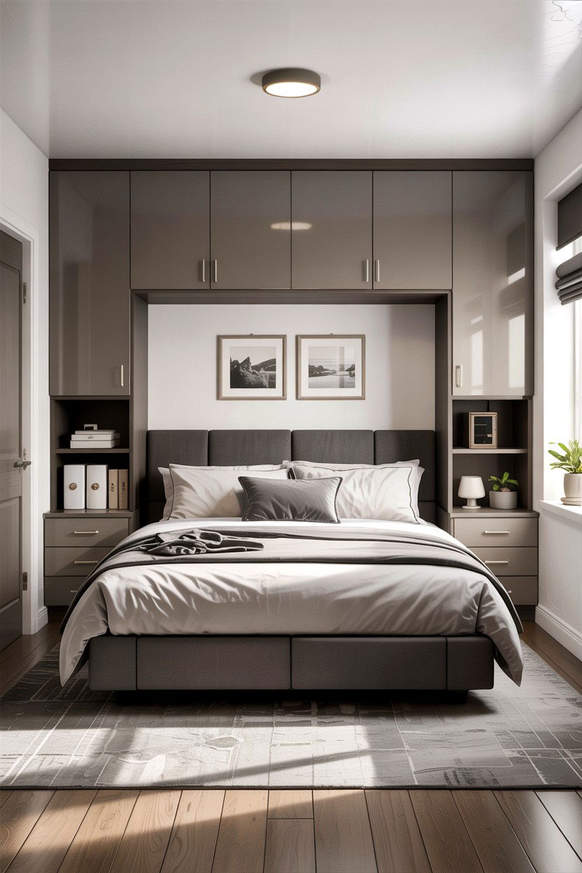 Over Bed Storage Cabinet - 30 bedroom concealed storage ideas