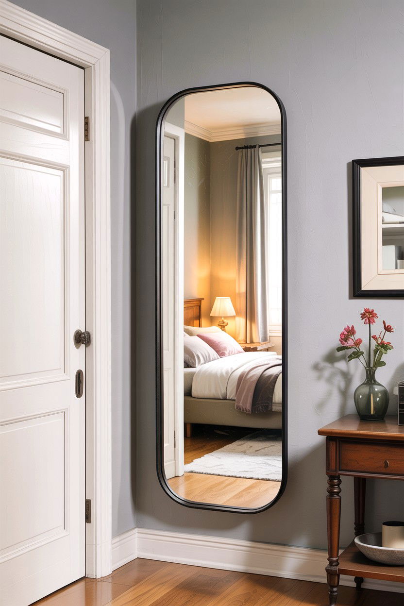 Over Door Mirror - 30 bedroom space saving ideas