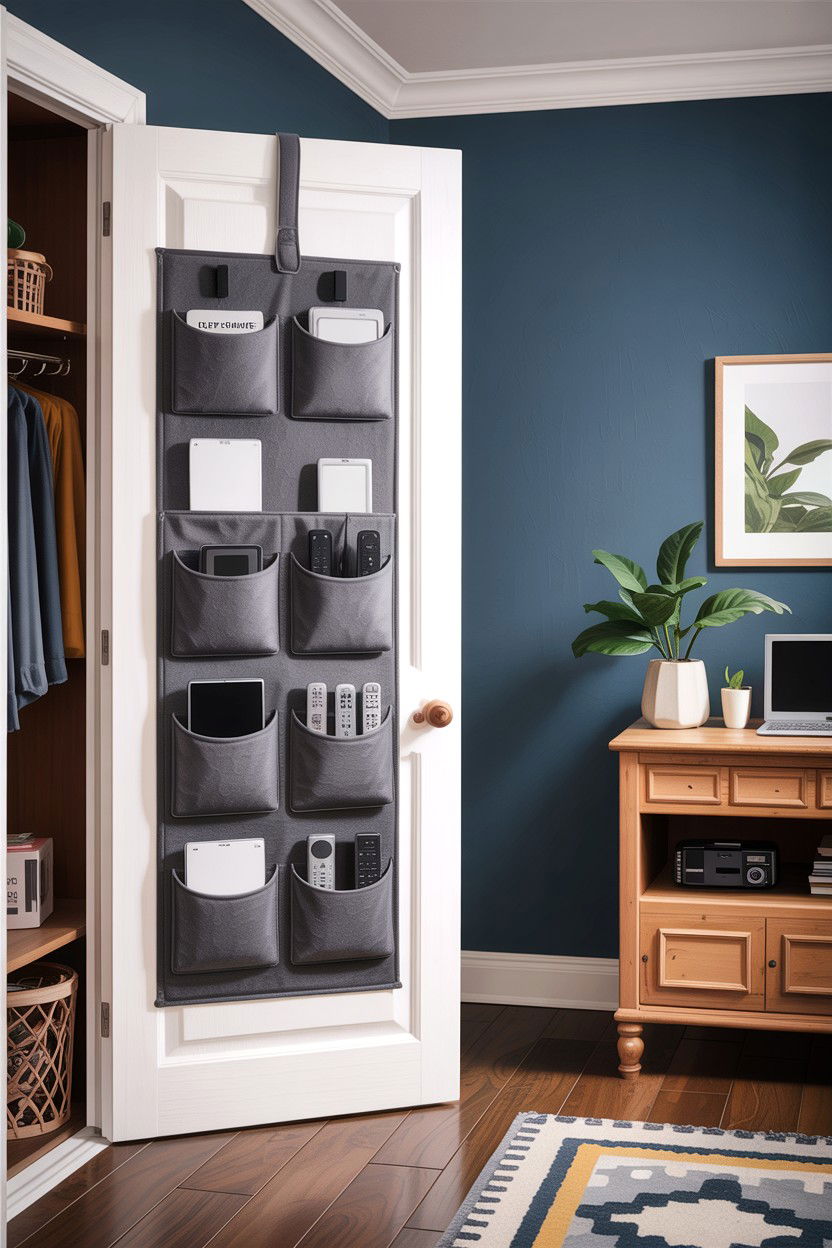Over Door Organizer - 30 small living room space storage ideas