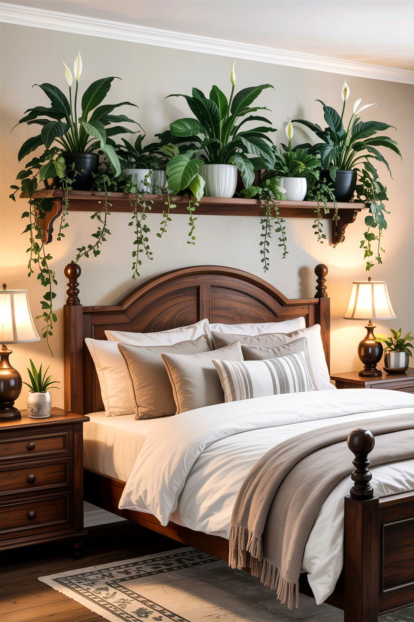 Over The Bed Shelf - 30 bedroom plant shelves