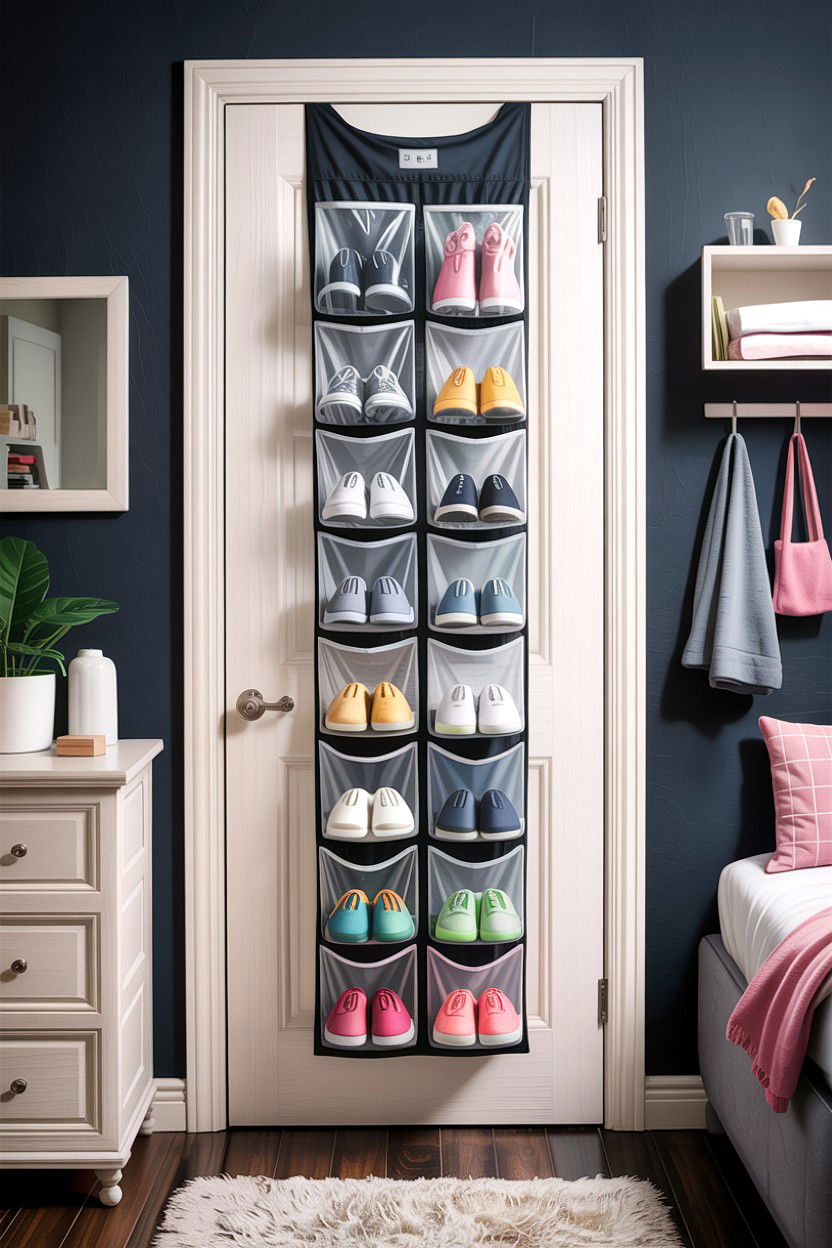 Over The Door Shoe Organizer - 30 bedroom storage containers
