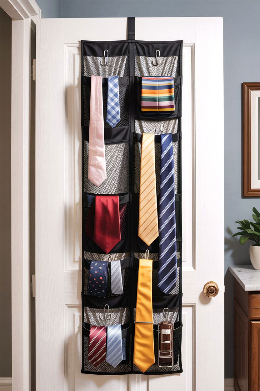 Over The Door Tie Organizer - 30 bedroom tie storage ideas