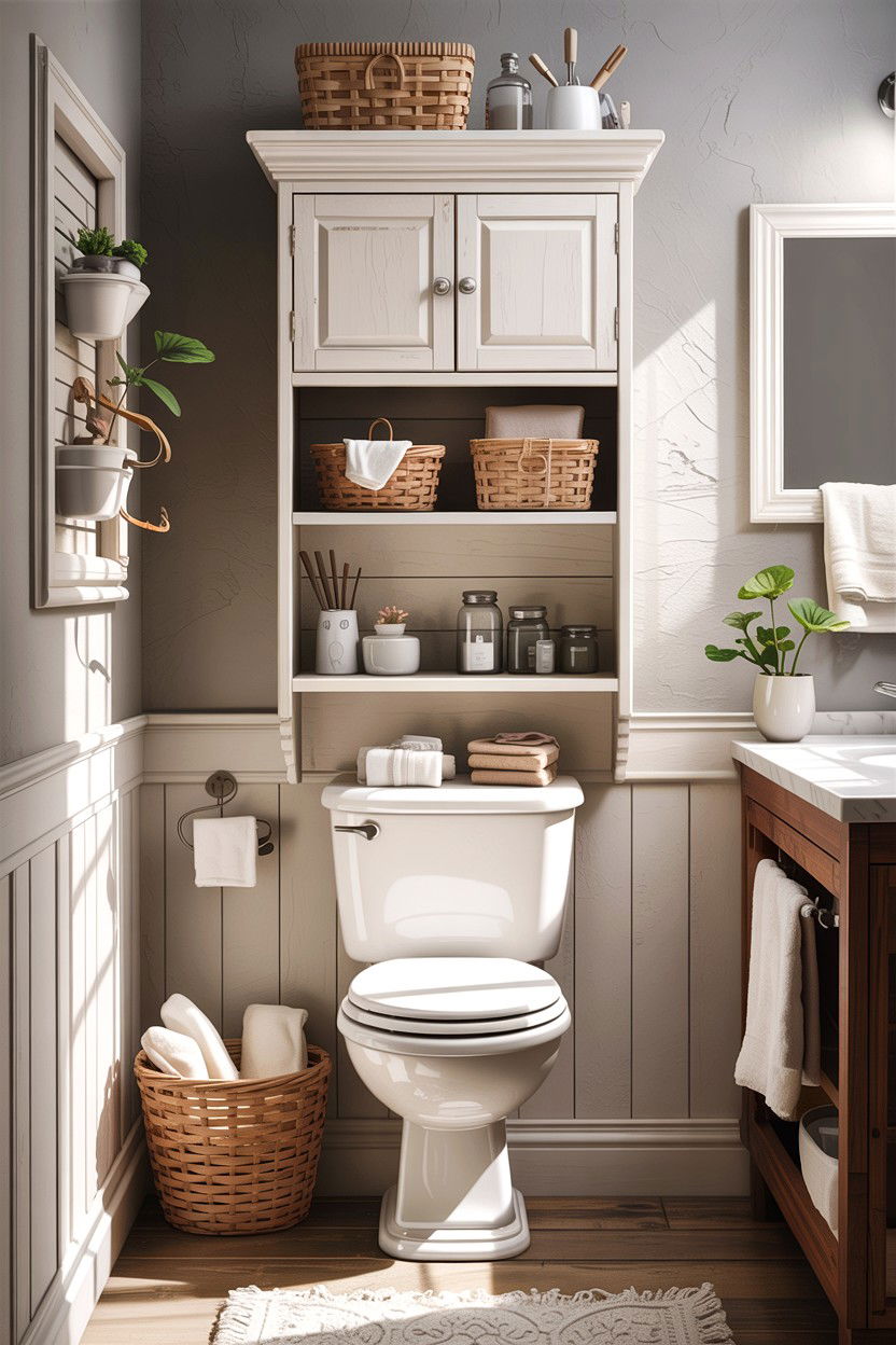 Over Toilet Storage - 30 bathroom afternoon project ideas