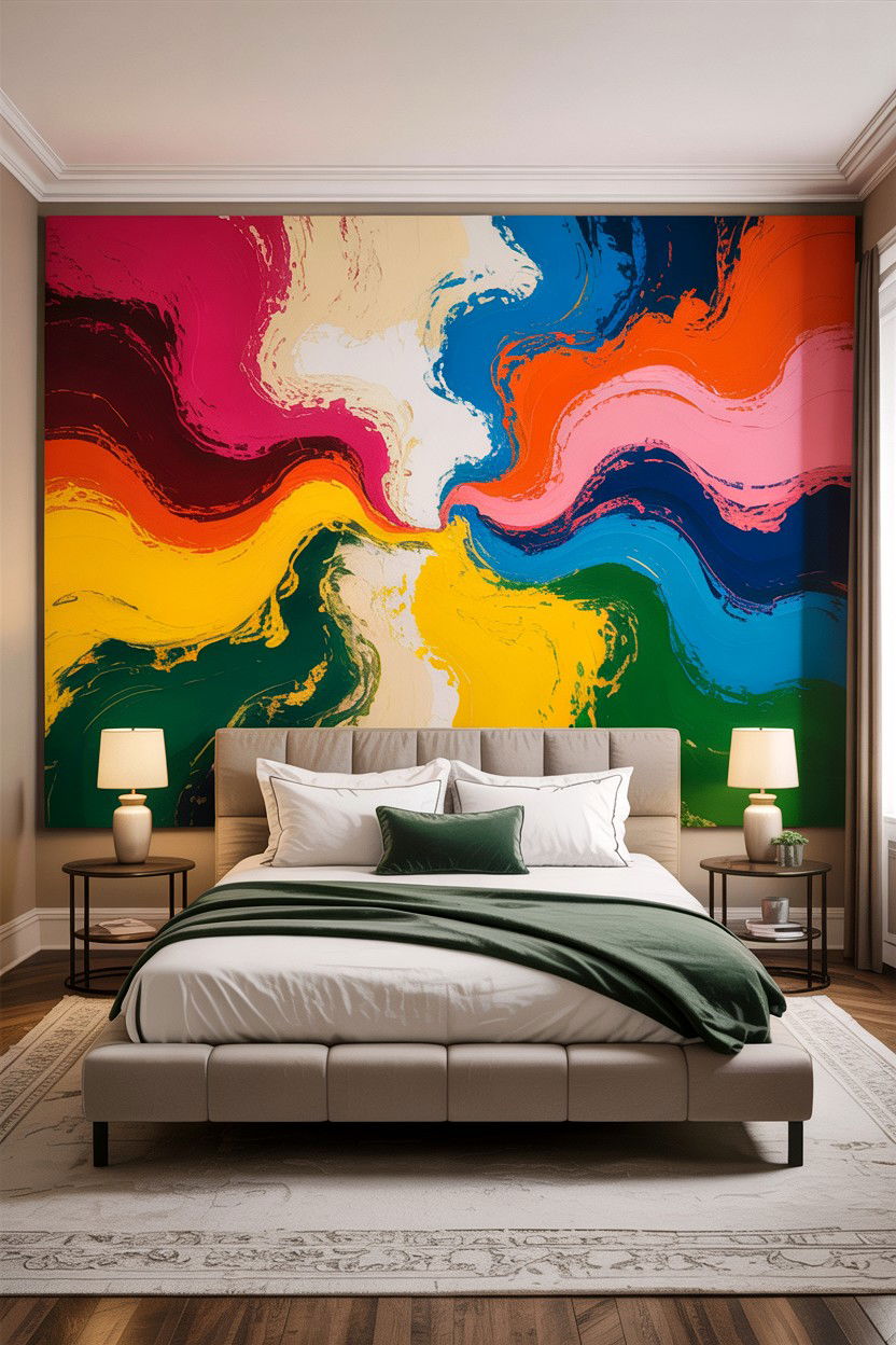 Oversized Abstract Wall Art - 30 dramatic bedroom ideas
