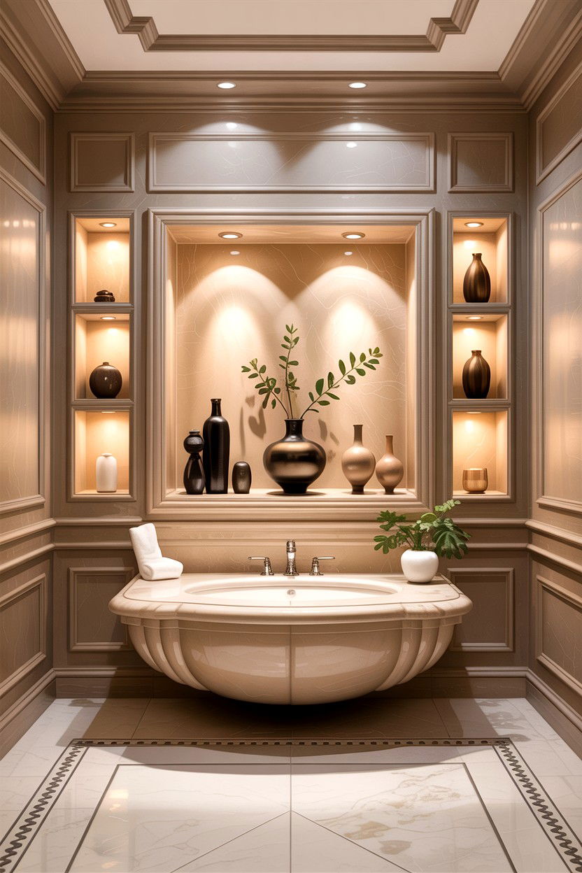 Oversized Bathroom Wall Niche - 30 lighted niche bathroom ideas