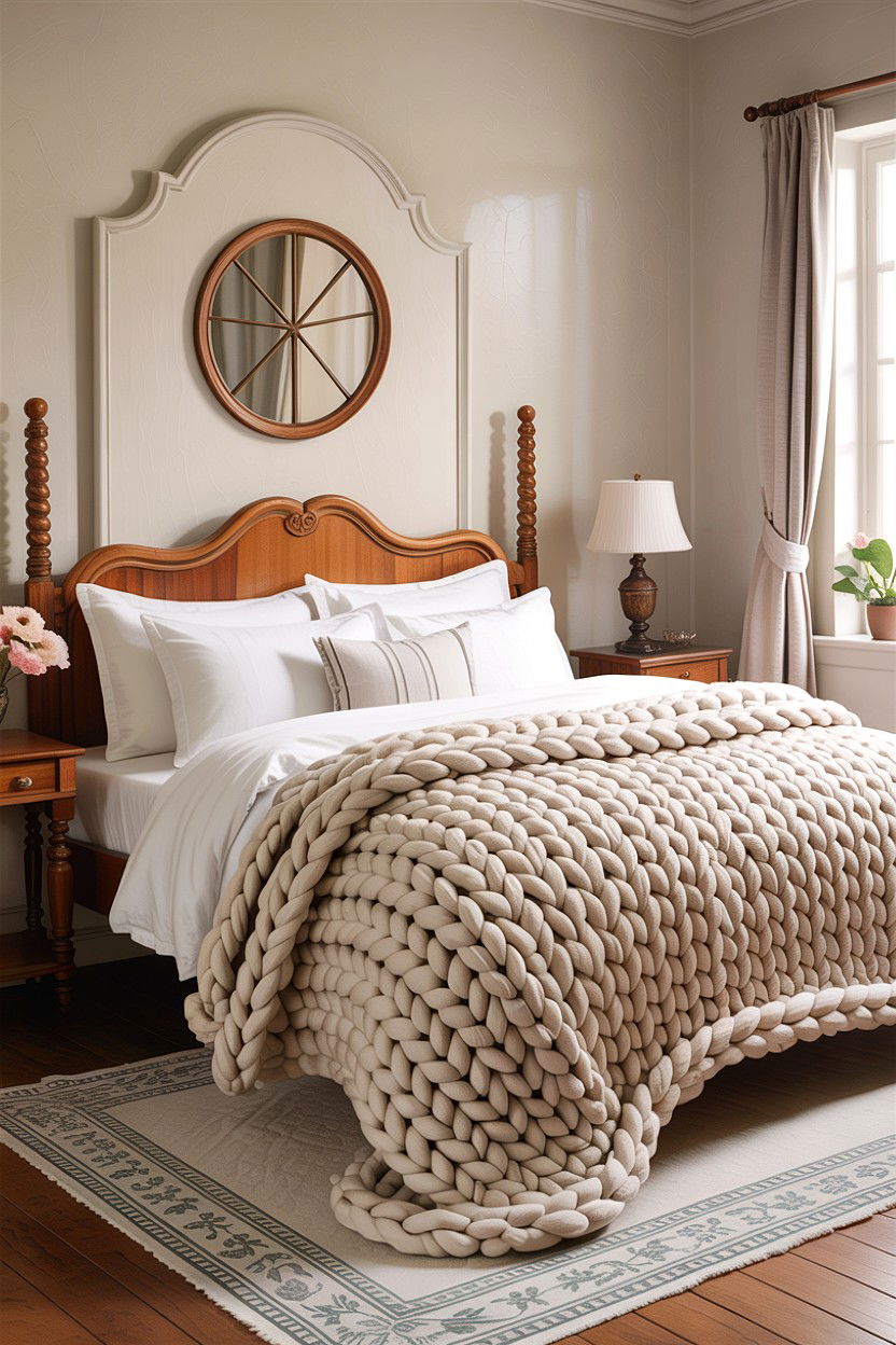 Oversized Chunky Bedspread - 30 bedroom layered bedding ideas