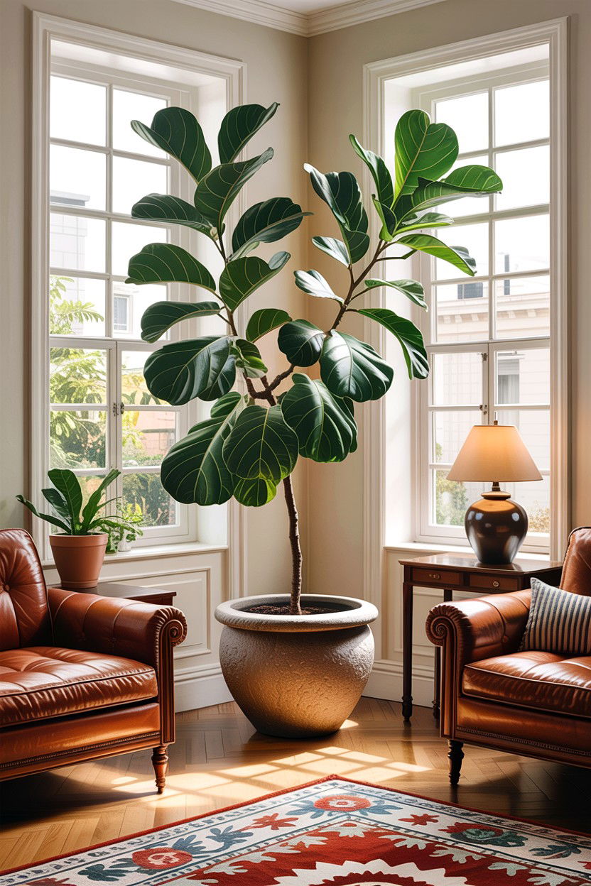 Oversized Indoor Plant - 30 boutique hotel living room ideas