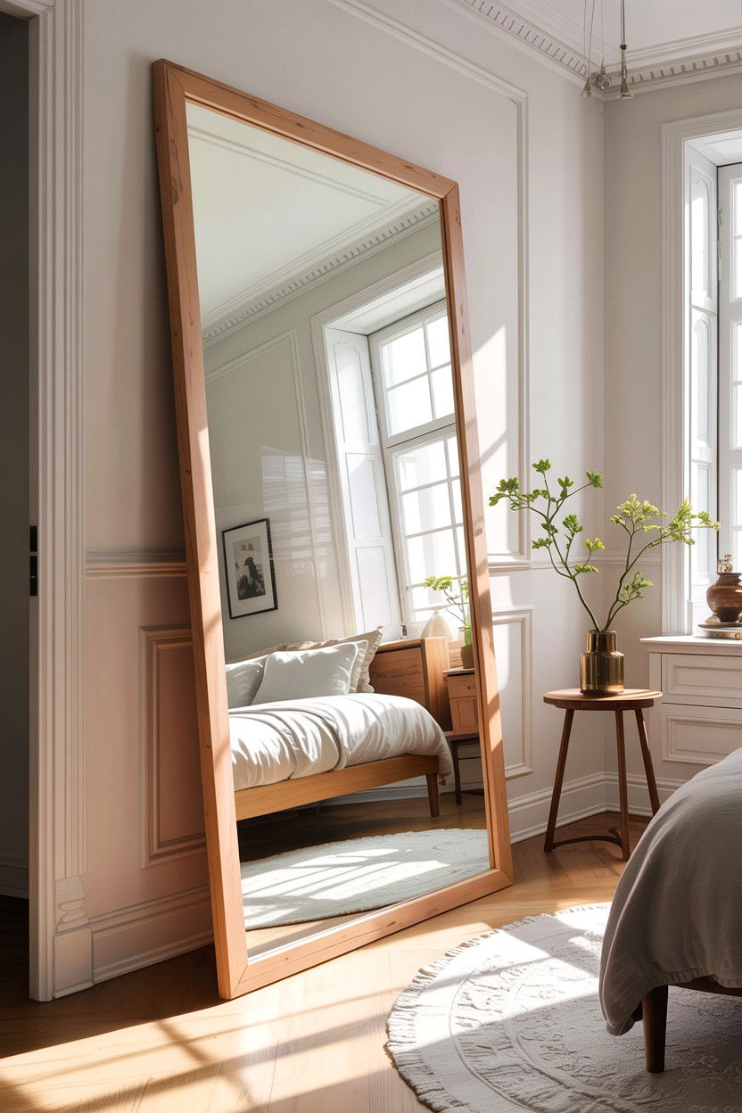 Oversized Mirror Reflective Bedroom - 30 Swedish bedroom ideas