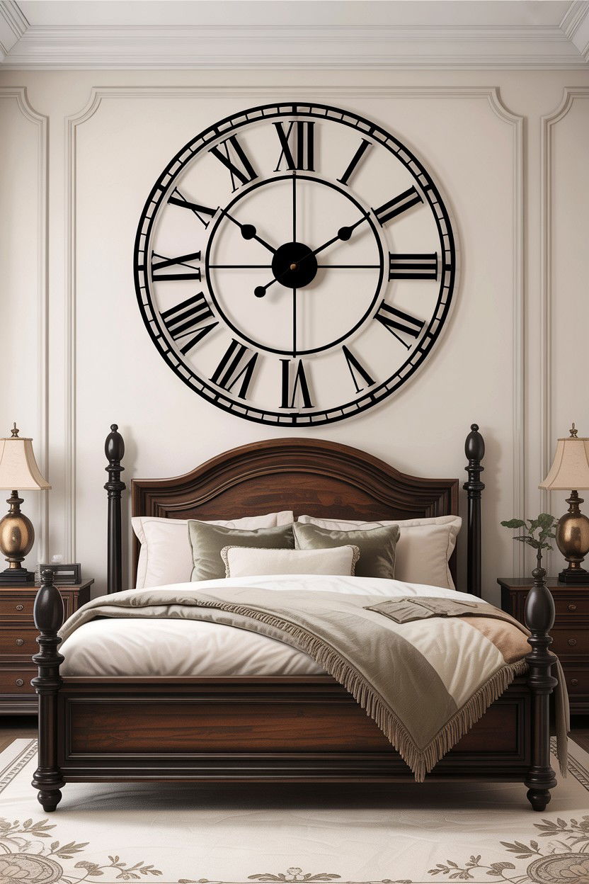 Oversized Roman Numeral Wall Clock - 30 bedroom vintage clocks