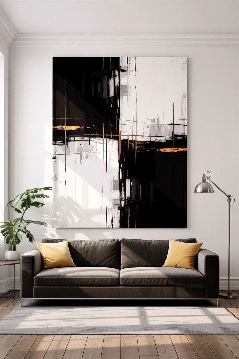 Oversized Wall Art - 30 high ceiling living room ideas