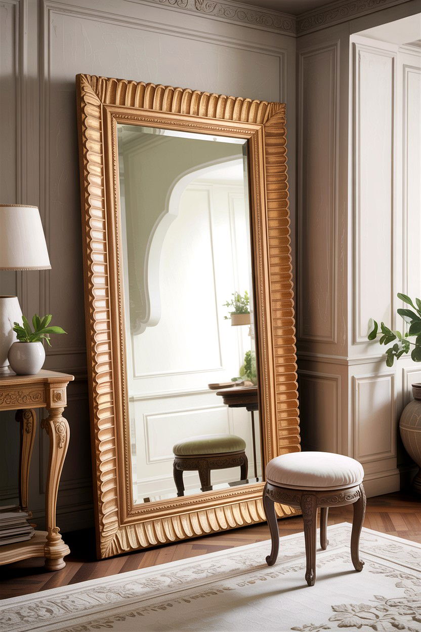 Oversized floor mirror - 30 living room Provence furniture ideas