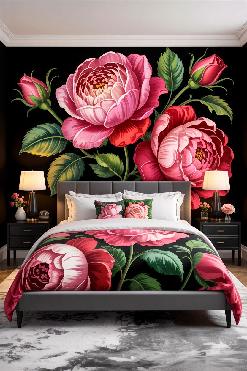 Oversized rose bedding set - 30 bedroom floral bedding ideas