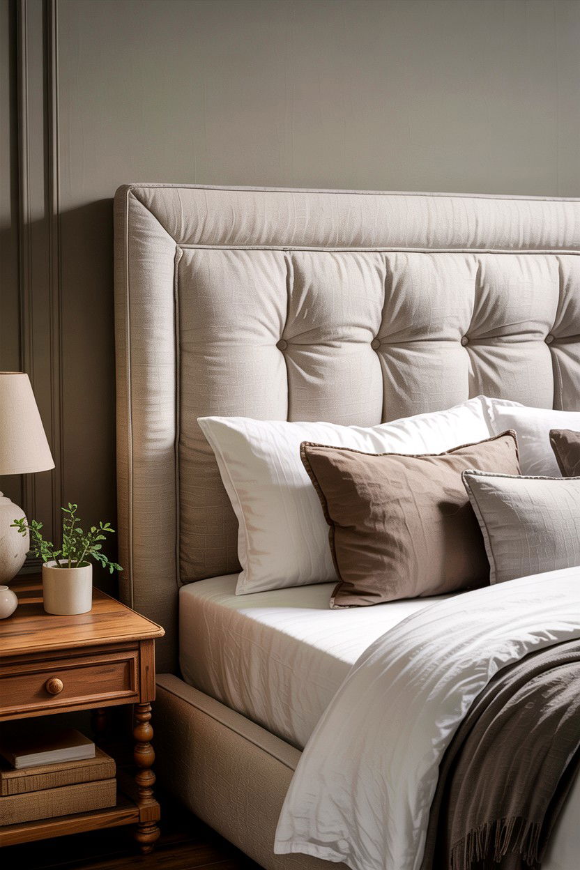 Padded Linen Headboard - 30 bedroom headboards