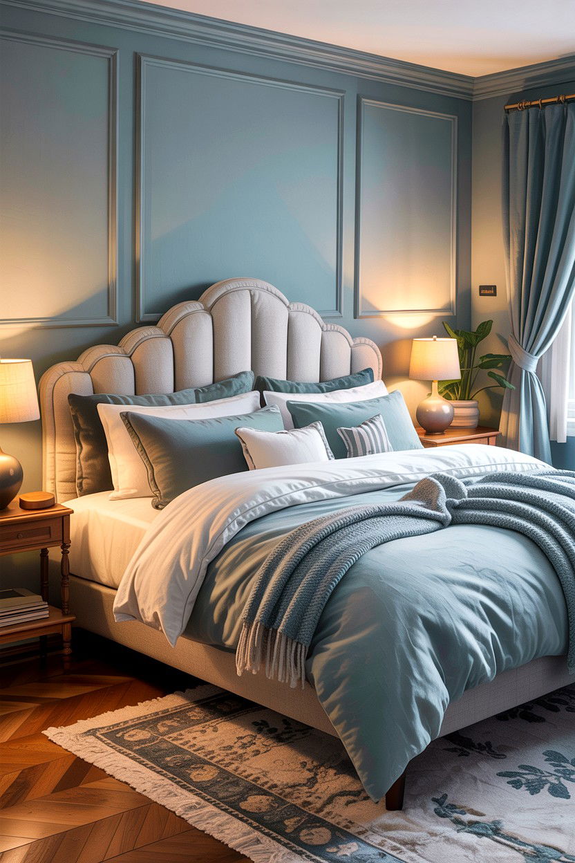 Padded linen headboard - 30 bedroom linen headboards