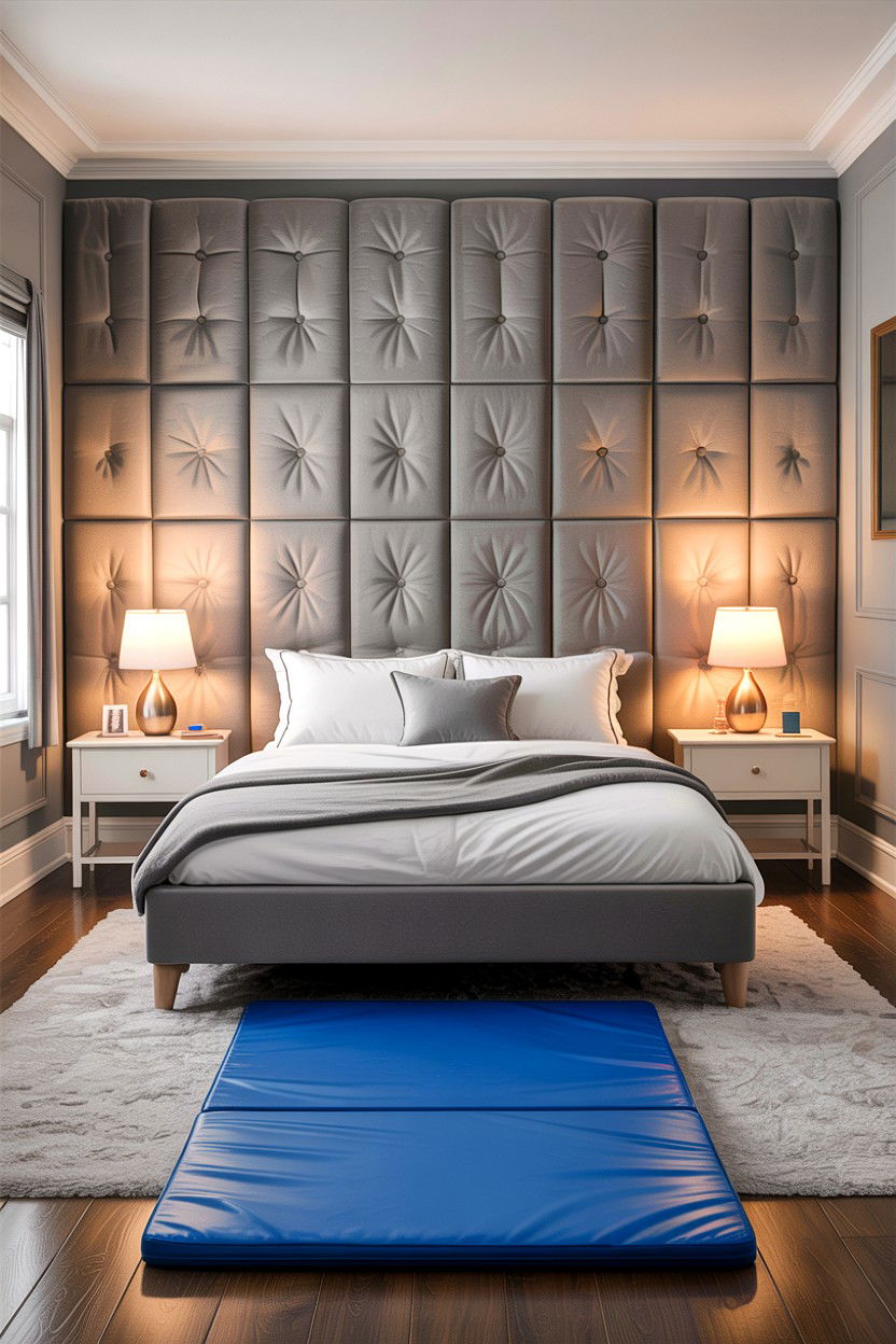 Padded wall panels - 30 gymnastics bedroom ideas