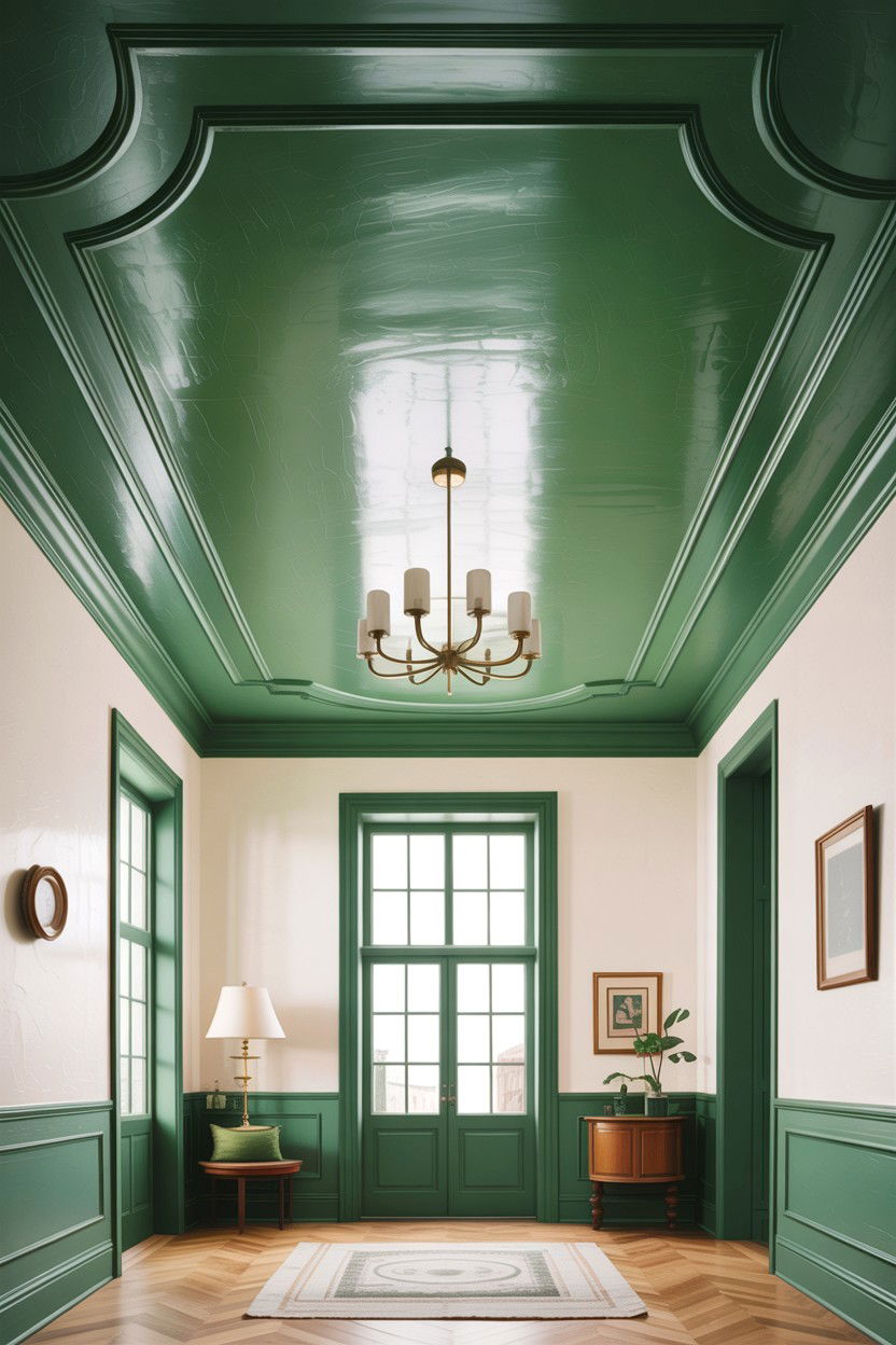 Painted Green Ceiling - 30 scandinavian green bedroom ideas