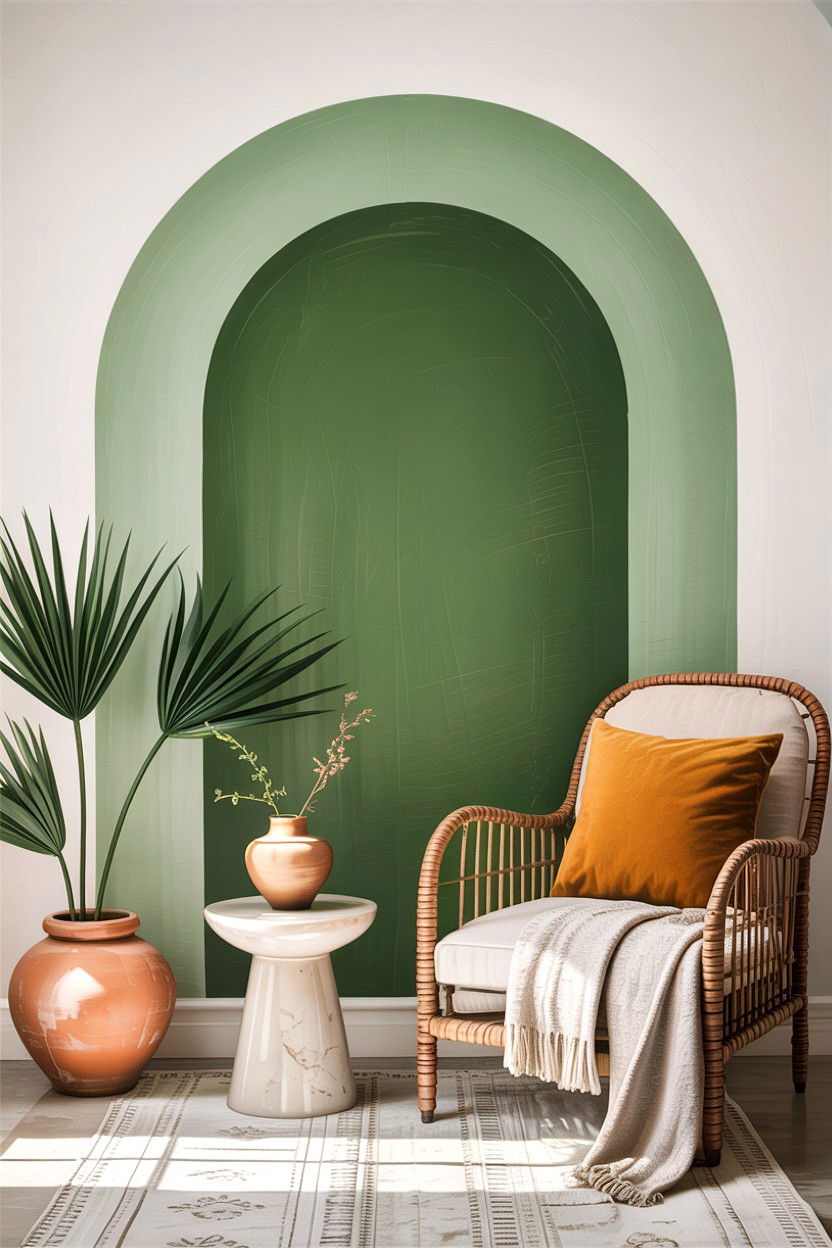Painted arch wall - 30 DIY living room ideas