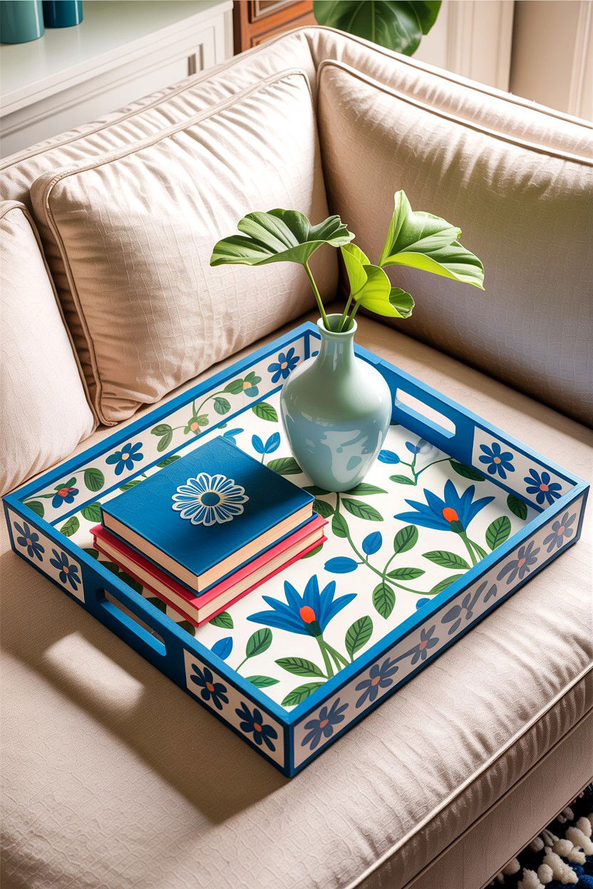 Painted pattern tray - 30 living room decorative trays