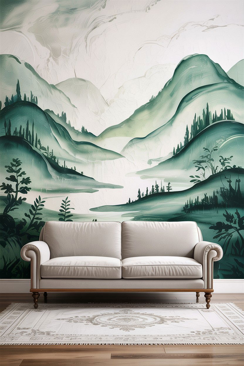 Painted wall mural - 30 handcrafted living room ideas