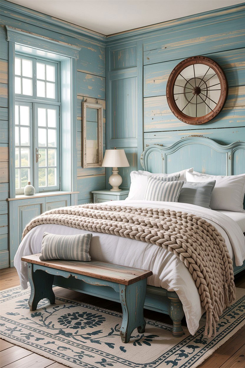 Pale Blue Rustic Bedroom - 30 rustic blue bedroom ideas
