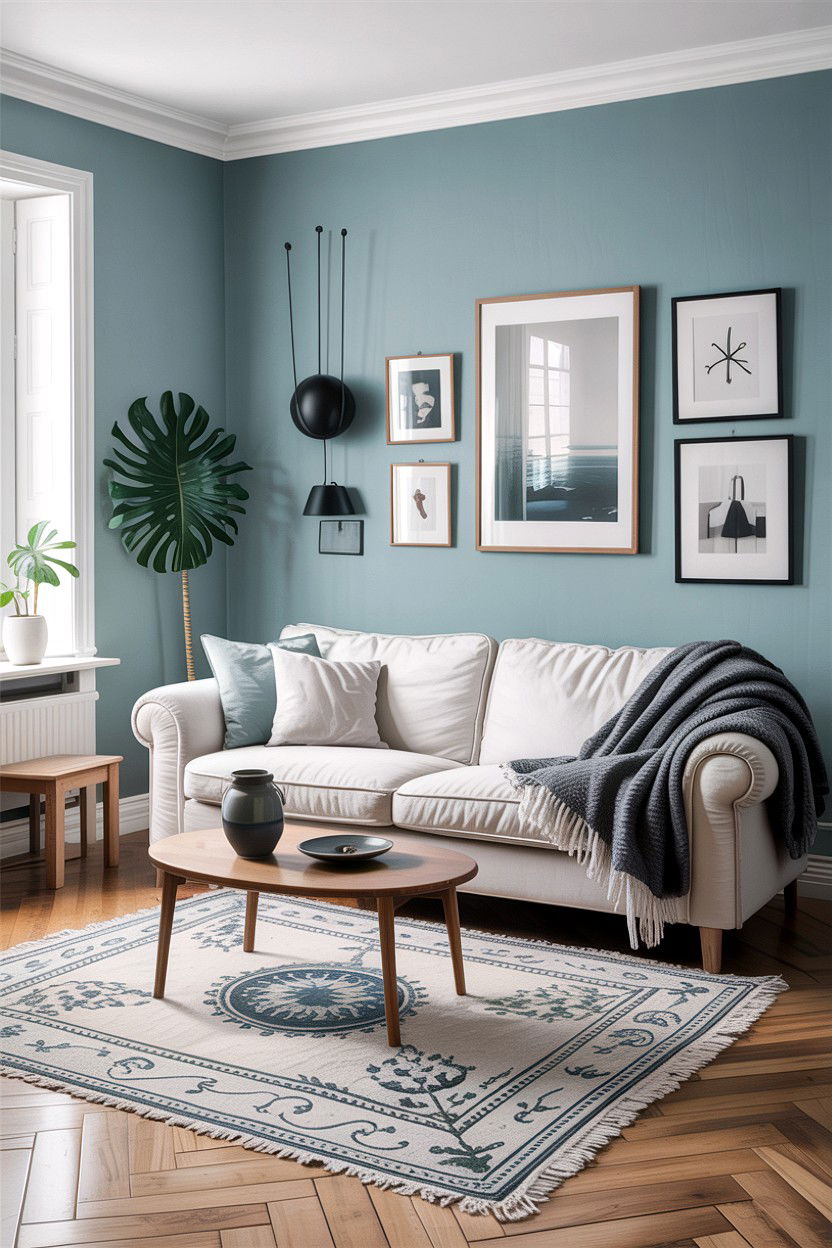 Pale blue scandinavian living room - 30 scandinavian blue living room ideas