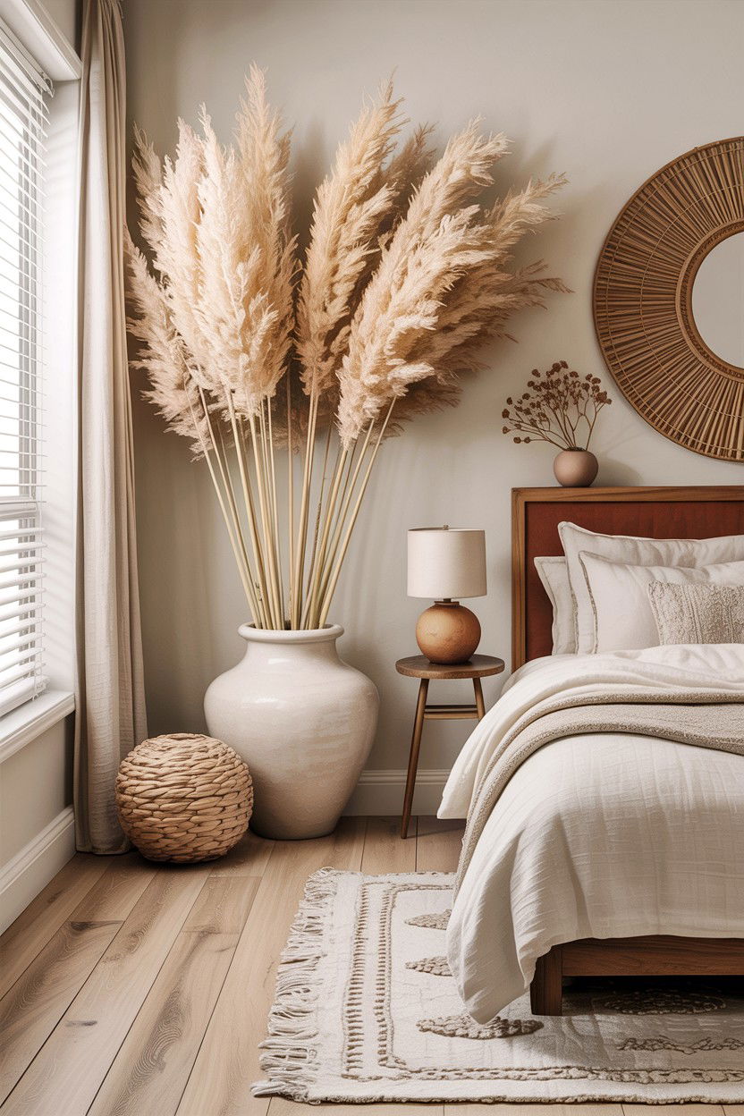 Pampas Grass Floor Vase - 30 bedroom dried flowers